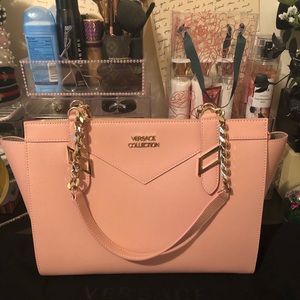 Versace Collection Saffiano Leather Bag- Pink
